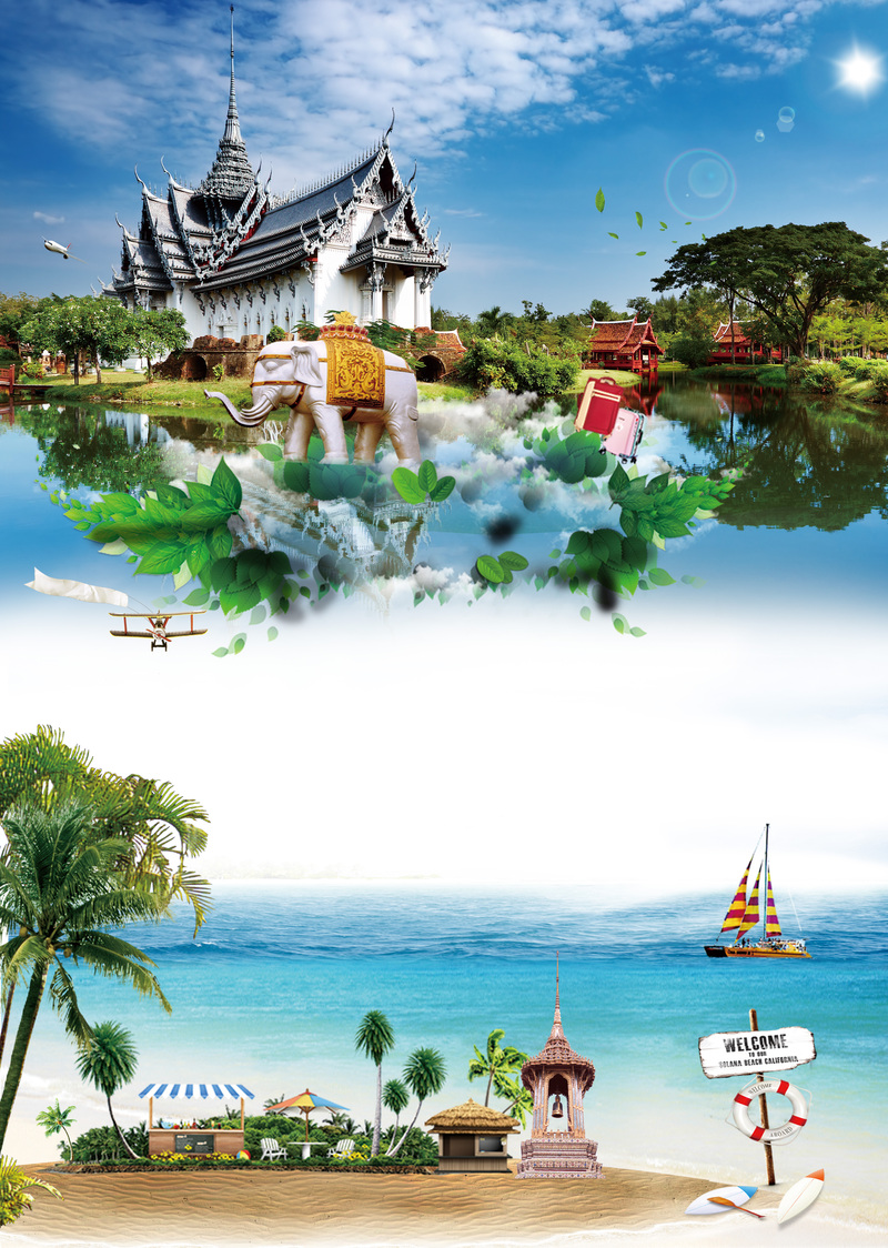 泰国旅游海报素材，高清JPG风景摄影与PSD格式设计下载