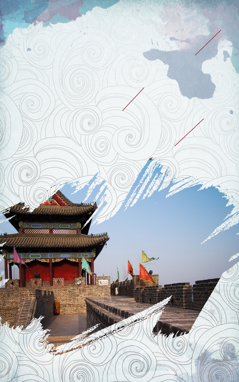 古城美景海报背景，高清JPG/PSD格式设计素材下载