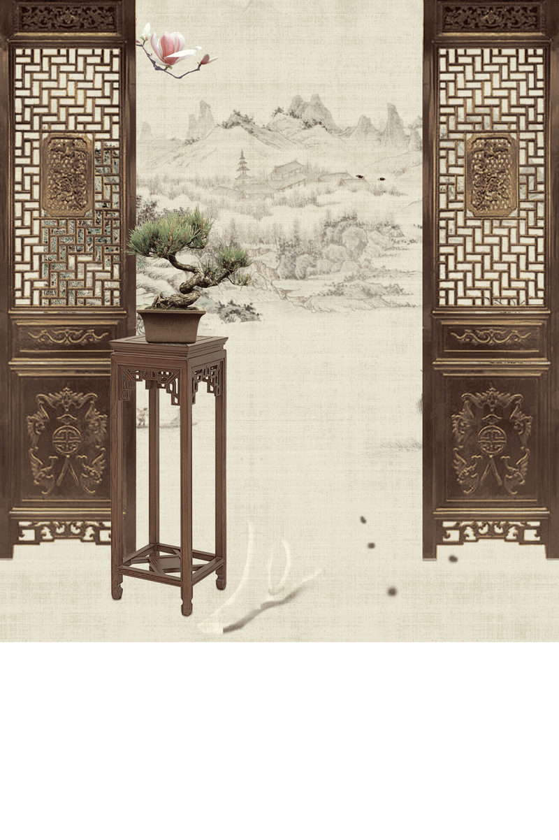 中国风庭院相册背景，高清JPG/PSD模板，免费下载摄影素材