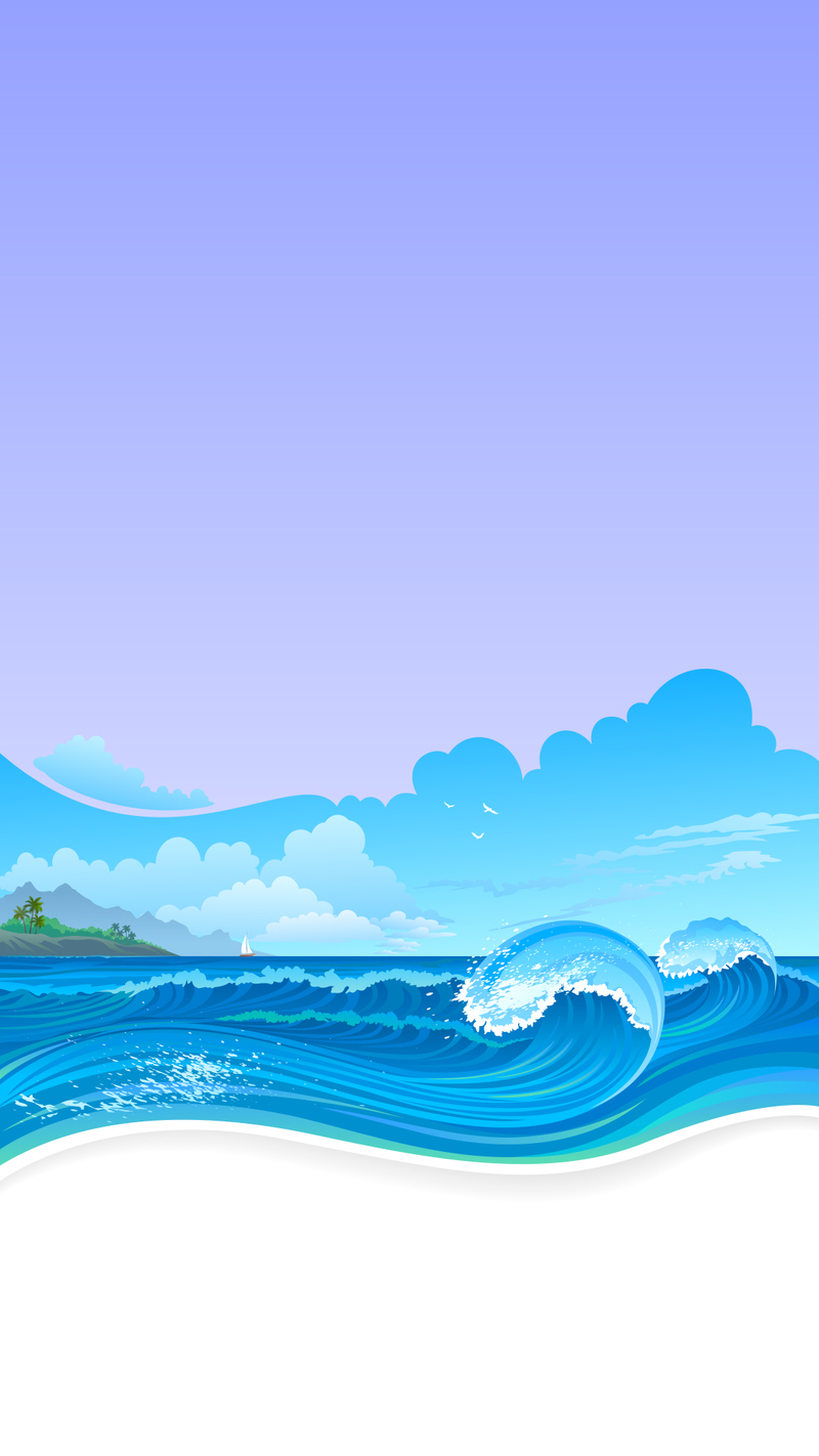 海面卡通风景插画，高清JPG图片摄影+AI设计素材下载