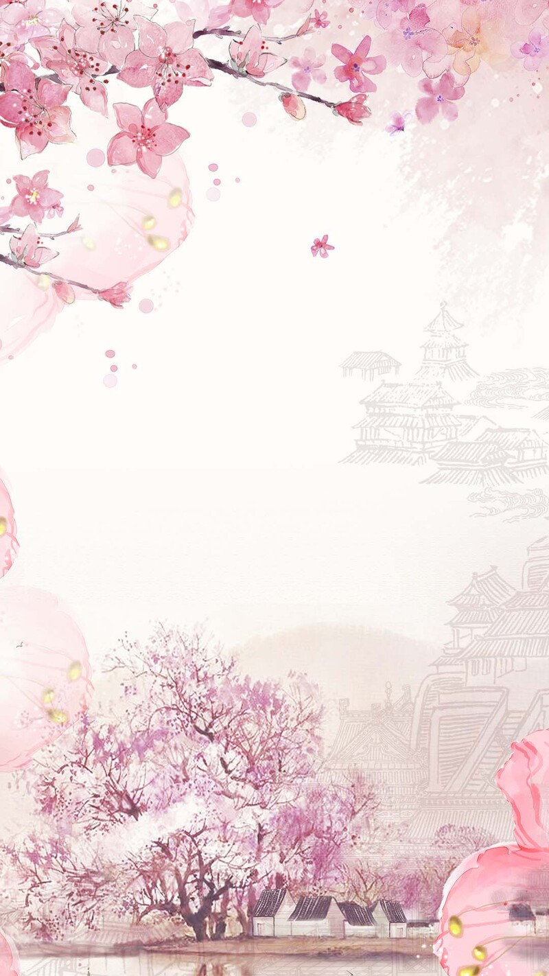 春日桃花粉红绽放，高清JPG/PSD分层背景素材下载