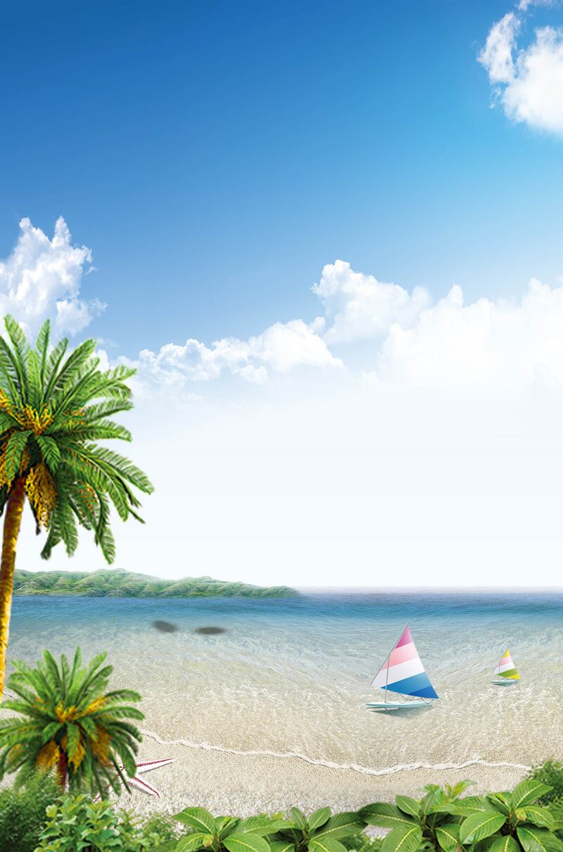 海南旅游宣传海报背景，清新PSD/JPG高清图片，风景摄影设计素材下载