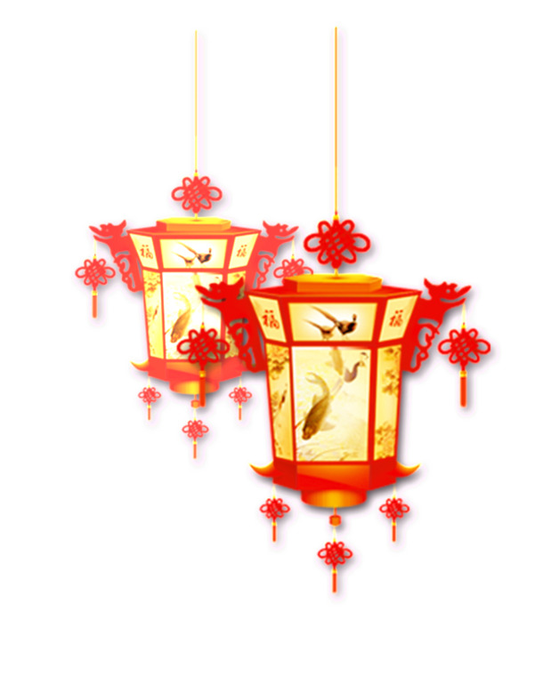 中国风灯笼插图，元宵节高清PNG透明图片，创意装饰元素设计素材下载