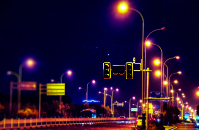 静夜闪烁路灯，高清JPG风景摄影，设计素材任你下载