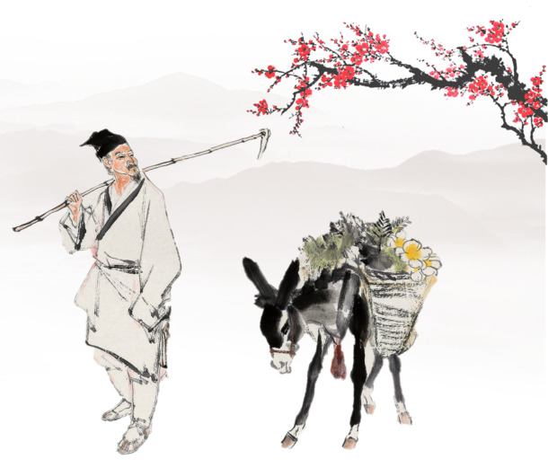 中国风古韵采药场景PNG透明图，高清素材，美化装饰首选