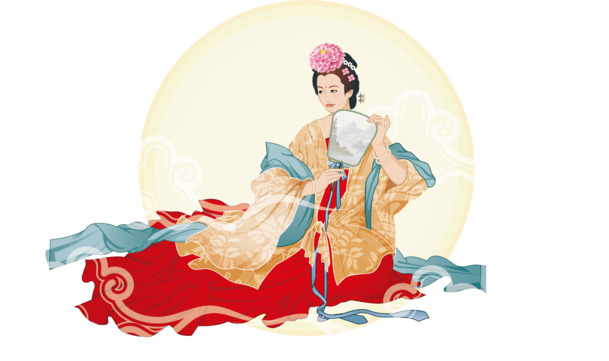 中秋佳节必备，嫦娥玉兔矢量素材，高清PNG透明图，AI格式设计资源下载