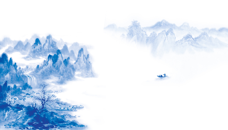 复古中国风山水国画海报，高清JPG与PSD设计素材，免费下载