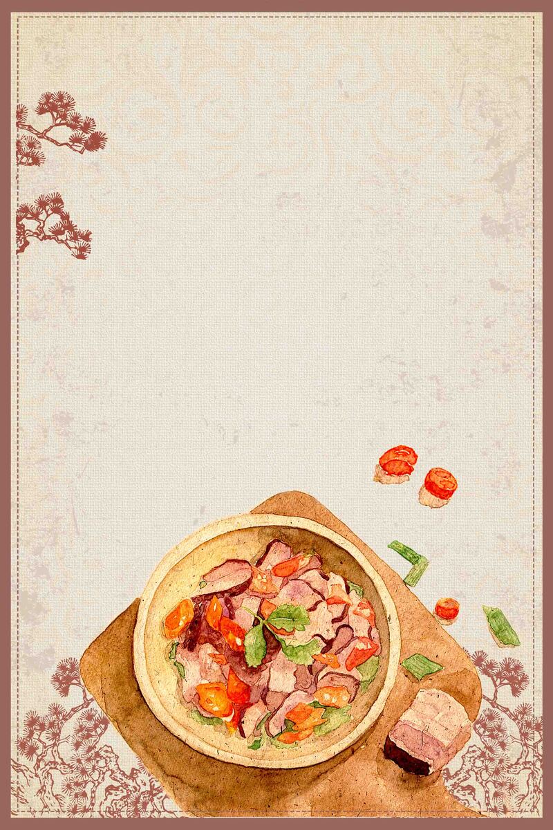 中国风美食腊肉JPG图片，复古PSD设计素材免费下载