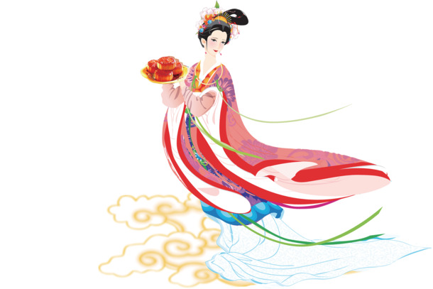 中秋节嫦娥PNG透明图片素材，高清PSD格式，节日元素下载