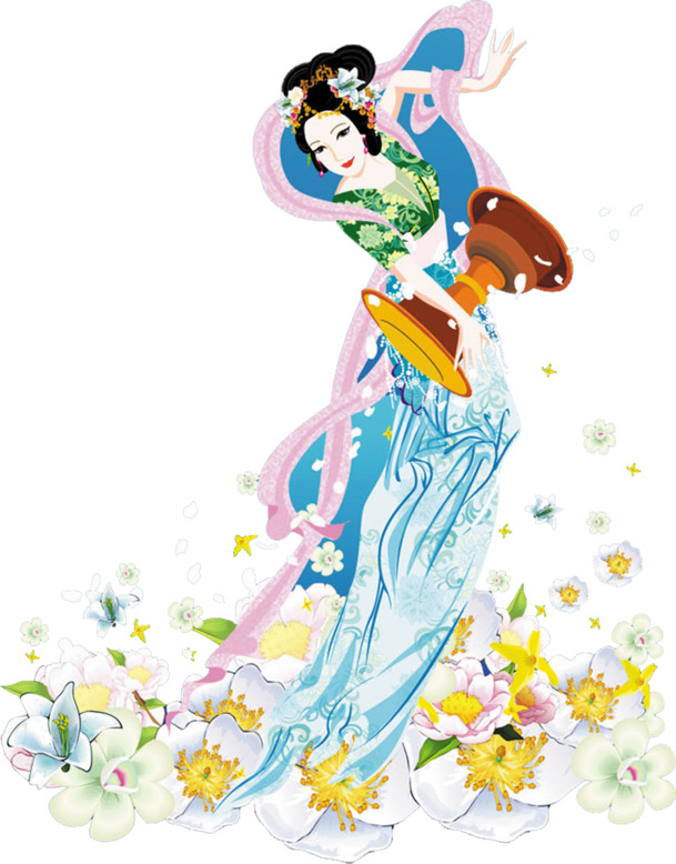 中秋节节日元素，古代美丽舞蹈仙女高清PNG透明图片，设计素材下载