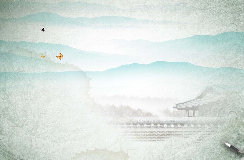 清明节古风海报，高清JPG与复古PSD设计素材，中国风背景任你选