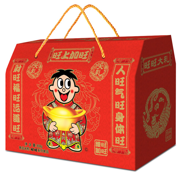 圣诞节旺旺食品礼包PNG透明图，高清素材下载
