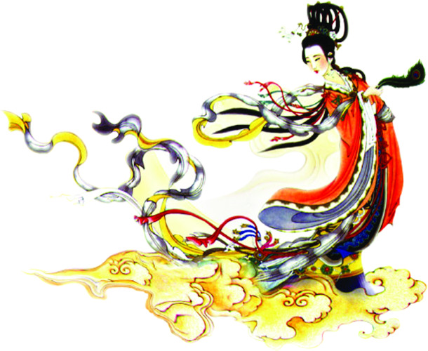 嫦娥仙子中国风PNG透明图，中秋节日元素，高清设计素材下载