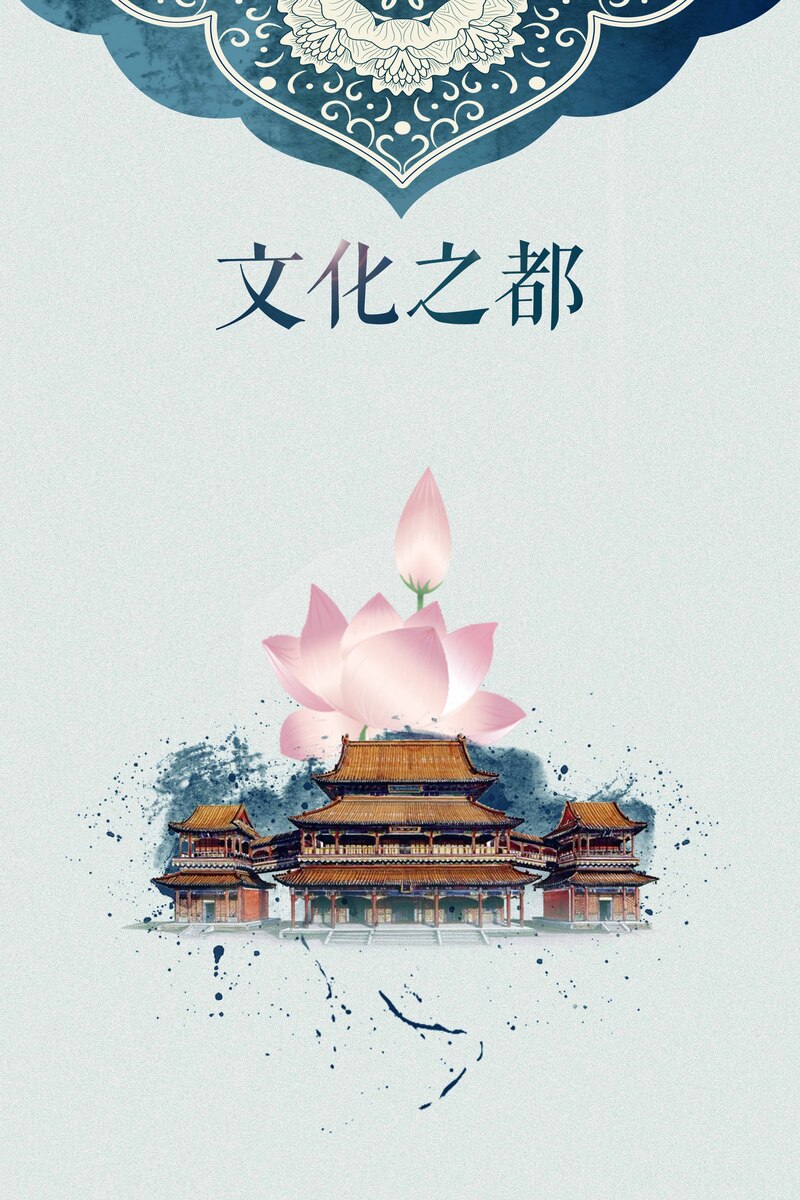 北京故宫紫禁城，文化之都复古海报，高清JPG/PSD素材下载