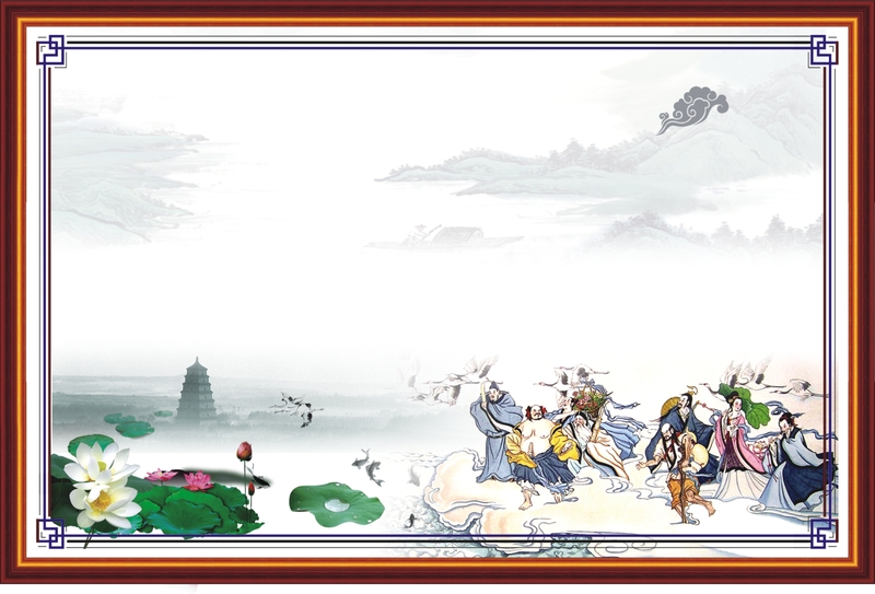 校园文化寓言，八仙过海复古中国风展板背景高清JPG素材下载