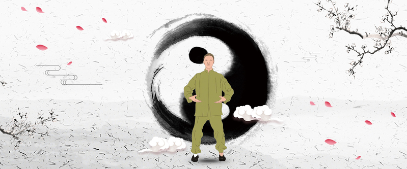 太极养生之道，复古中国风文化宣传素材，JPG/PSD高清下载