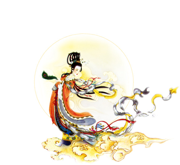 嫦娥奔月中秋古风PNG透明图，高清节日元素，设计素材下载