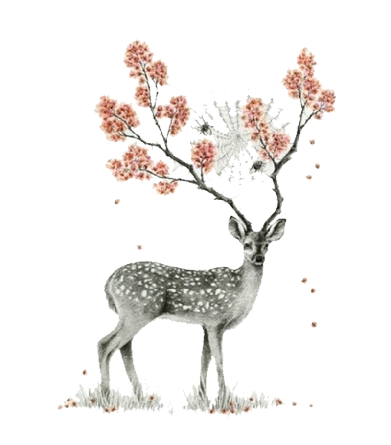 古风梅花鹿水墨画装饰素材，高清PNG/JPG免扣下载，复古中国风设计元素