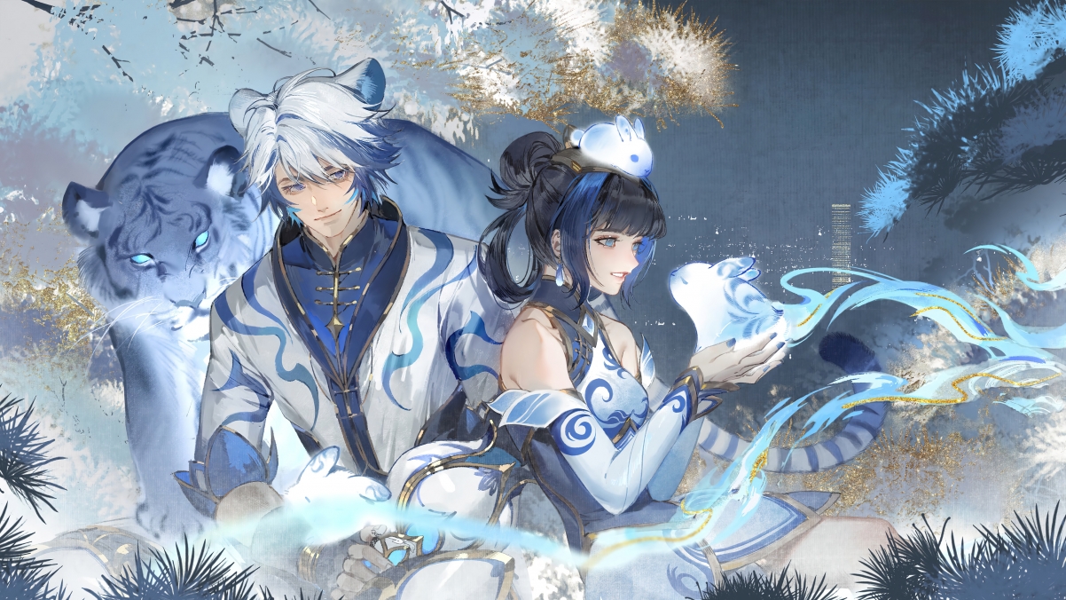 LOL英雄联盟青花瓷同人，伊泽瑞尔&拉克丝绝美4K壁纸，高清3840x2160，免费下载！