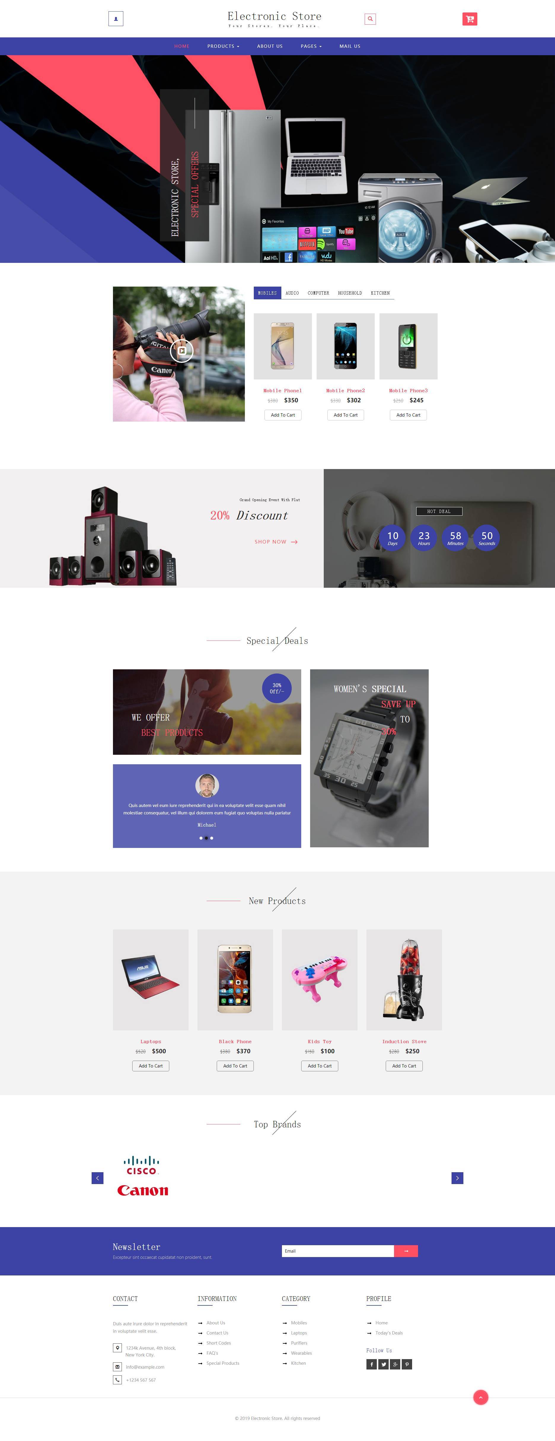 蓝色bootstrap电子产品数码商城网站模板