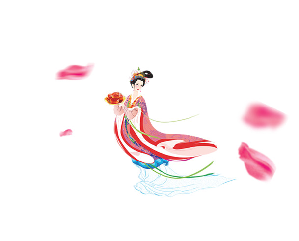嫦娥花瓣PNG透明图，中秋节日元素，高清PSD设计素材下载