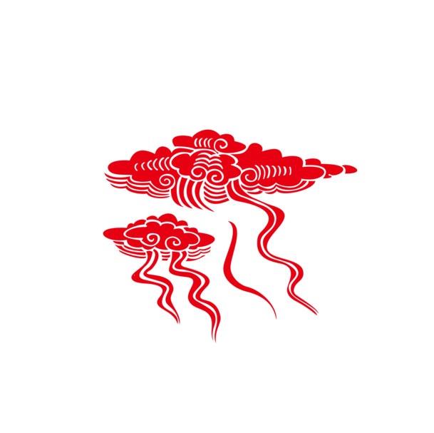 中国风祥云PNG透明图片，复古红色祥云装饰元素，高清素材下载