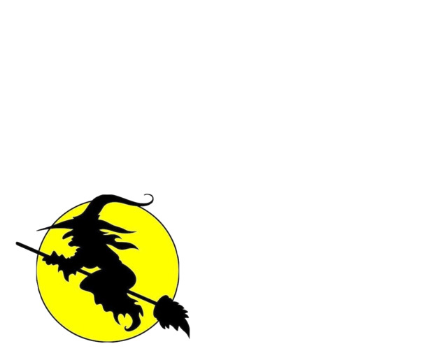 万圣节女巫骑扫把剪影PNG，高清透明，节日设计素材免费下载