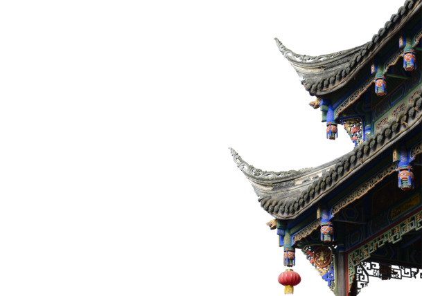 中国风免扣PNG长亭边角，高清透明装饰元素PSD素材下载