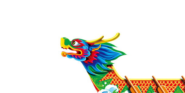 端午节蓝色卡通龙舟PNG透明图片，创意高清节日元素设计素材下载