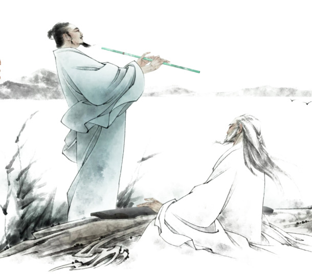 水墨古风PNG透明图，古人高清素材，中国风装饰元素下载