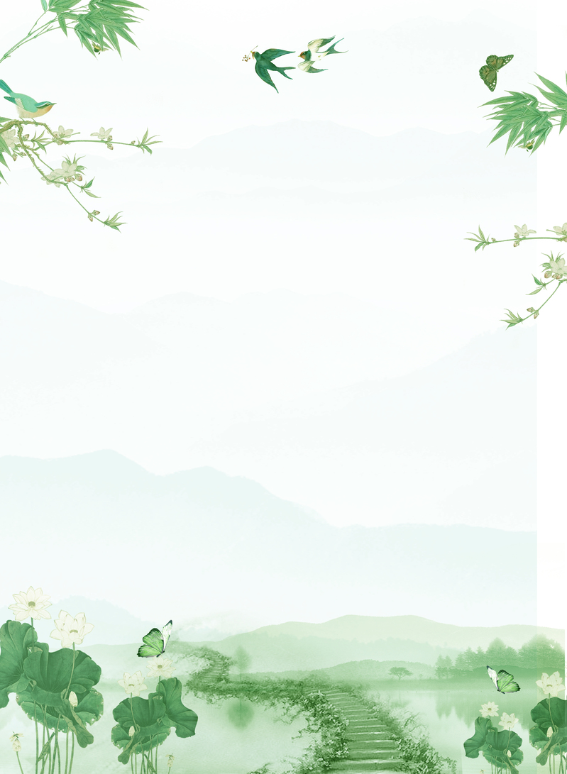 清明节淡雅水墨背景，高清JPG/复古PSD设计素材下载
