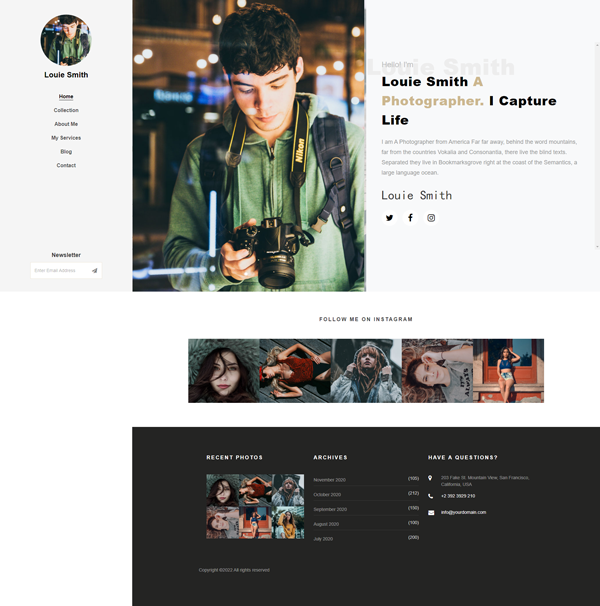 Bootstrap简约个人主页blog网页模板