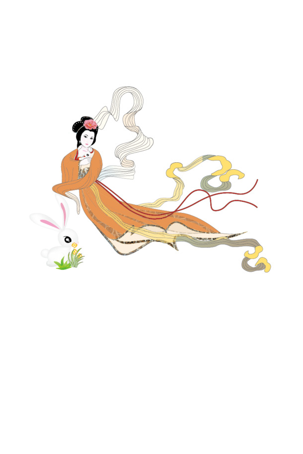 中秋佳节必备，卡通嫦娥PNG透明图片，EPS格式设计素材免费下载