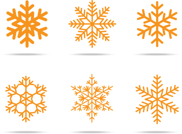 橘色雪花PNG透明图，圣诞节日元素，高清AI设计素材免费下载