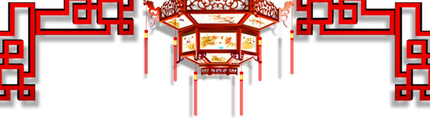 中秋节主题红色线条边框PNG透明图片，国风装饰元素，高清素材下载