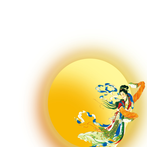 中秋节蓝衣美女赏月高清PNG素材，透明背景节日图片免费下载