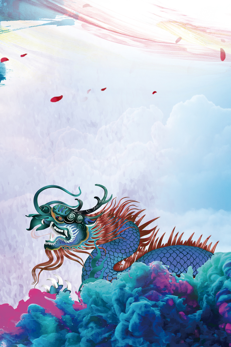 二月二龙抬头，复古中国风海报设计素材，高清JPG/PSD格式下载