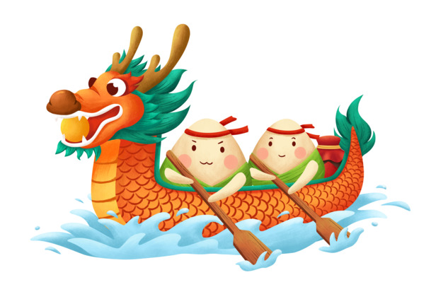 端午节必备，高清PNG透明划龙舟粽子图片，节日元素设计素材下载