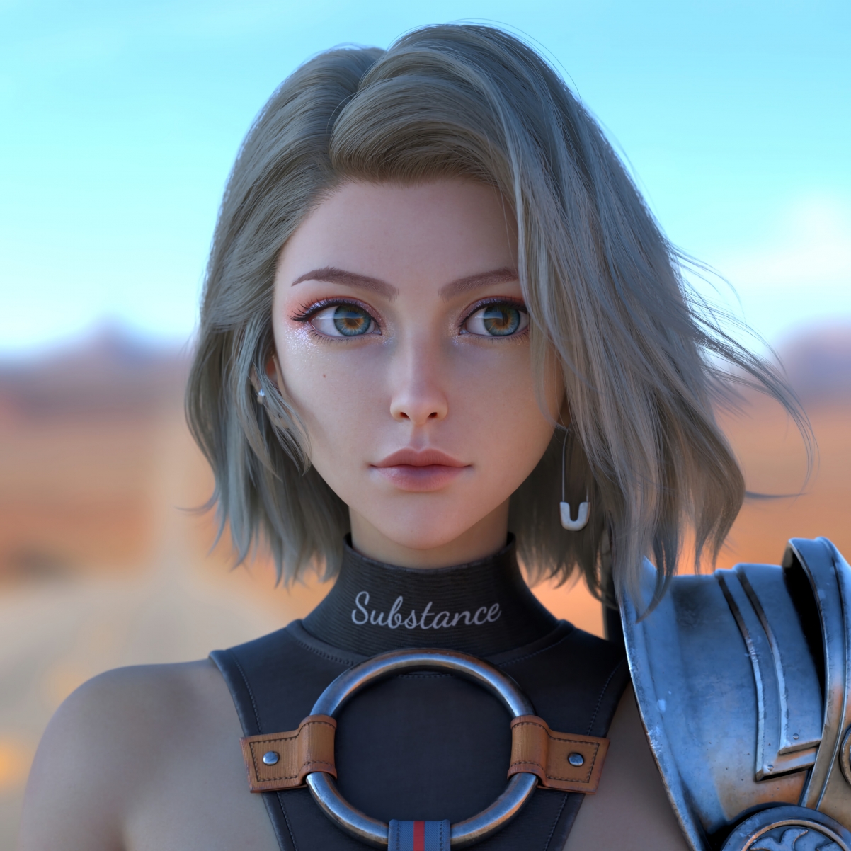 高清短发3D美女4K动漫壁纸，精致人物脸庞，3840x3840超清下载