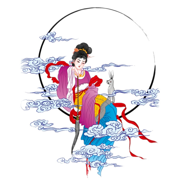 中秋嫦娥PNG透明图，高清节日元素，中秋节图片素材免费下载