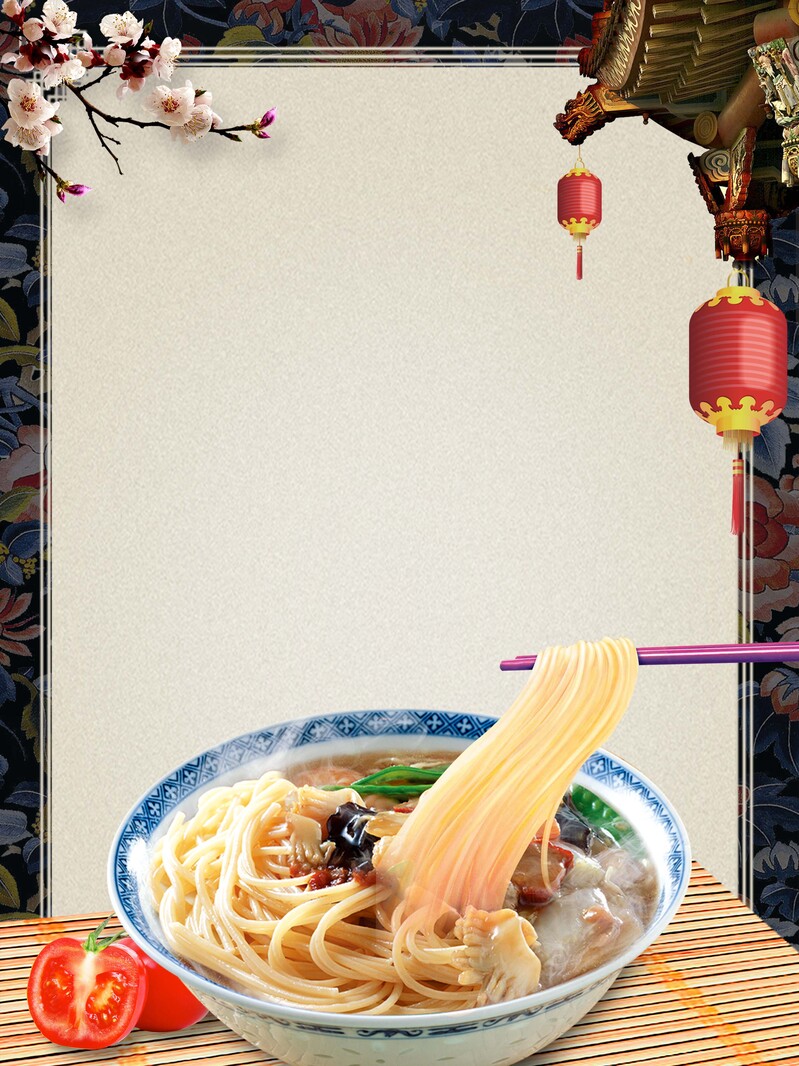中国风拉面美食促销海报，复古高清JPG与PSD设计素材下载