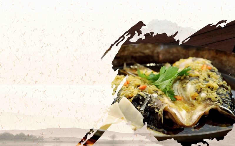 湖南古风美食饭店，鱼头佳肴高清图集，复古中国风PSD素材下载