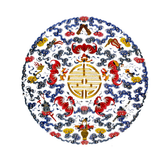 清朝诰命补服五福临门图案，高清PNG透明中国风装饰元素下载