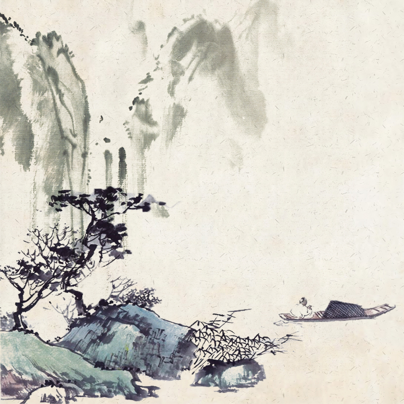古风水墨山水主图，高清JPG与PSD素材，淡雅泼墨，复古中国风下载