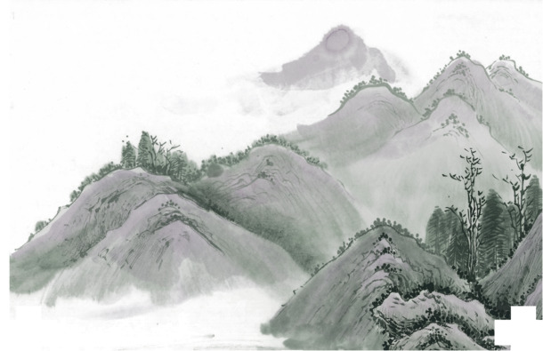 中国风山水水墨画PNG透明高清图片，装饰元素与设计素材下载