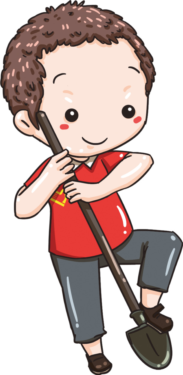 挖土小男孩PNG透明图片，节日元素设计素材，高清下载