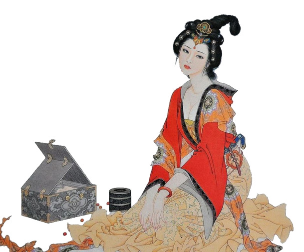 中国古代美女PNG透明图，中国风装饰元素，高清素材下载