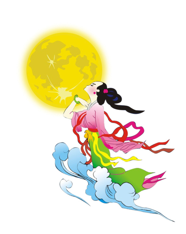 中秋节，嫦娥奔月PNG透明图 & PSD设计素材，高清下载