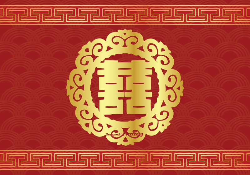 金色复古喜字背景素材，高清JPG与AI格式，中国风设计元素下载