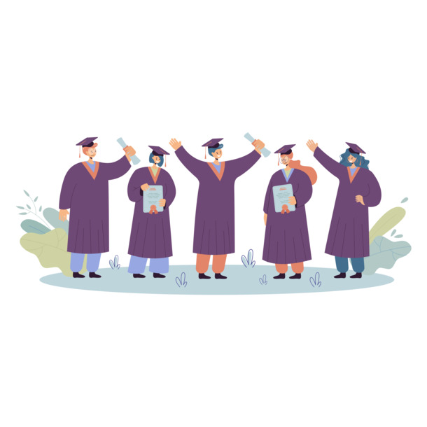 毕业季留念，学士服合影高清PNG透明图，节日氛围AI设计素材下载